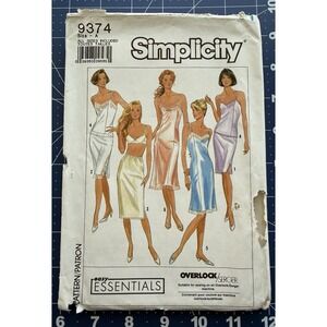 Simplicity 9374 Slip Dress & Camisole Pattern Sz 6-24 Full Half Lingerie 90s
